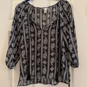 Forever 21 Black and White Boho Blouse